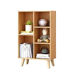 BABYMINE - Estante Librero Estilo Nórdico 5 Repisas MDF 92×50×24 cm Madera Clara