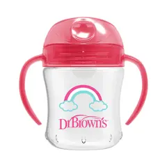 DR BROWN'S - Vaso con asas y boquilla blanda 180ml 6M+ Rosado Dr. Brown´s