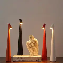 POLASUP - Lámpara de escritorio LED recargable por USB portátil y con pantalla táctil blanco rojo naranja luz