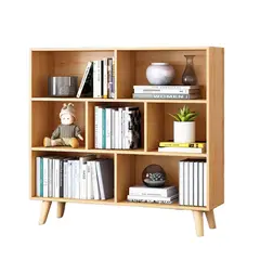BABYMINE - Estante Librero Estilo Nórdico 7 Repisas MDF 107×80×24 cm Madera Clara