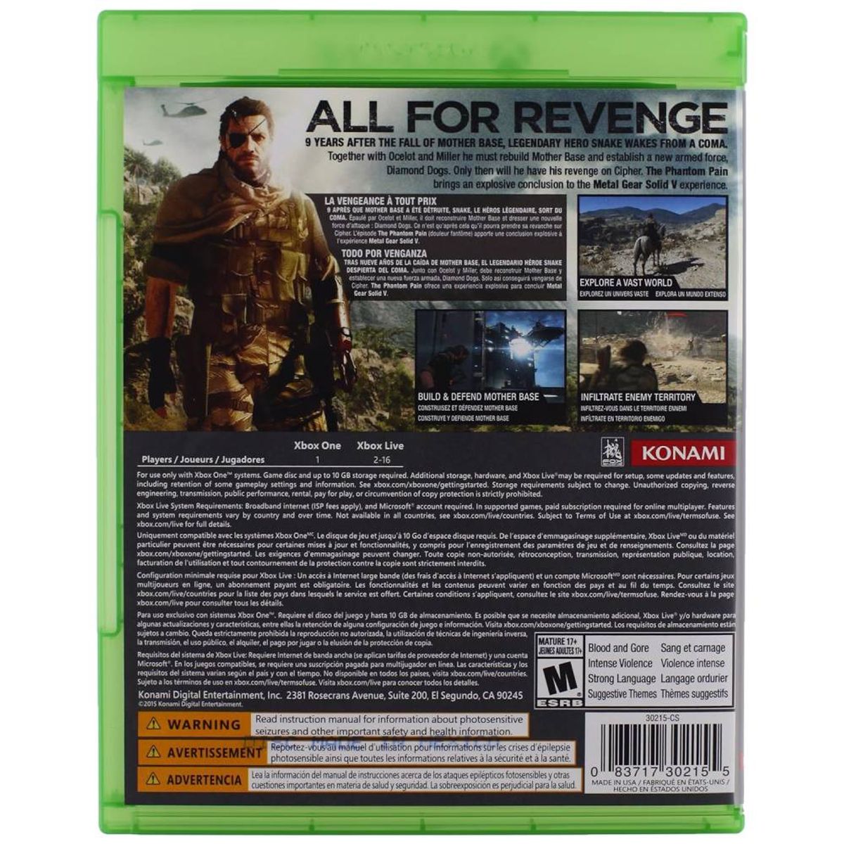 MICROSOFT - Metal Gear Solid V The Phantom Pain - Xbox One