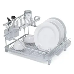 GENERICO - Escurridor Seca Platos De Aluminio Antioxidante 2 Niveles