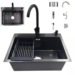 TSKY CHILE SHOPPING - Lavaplatos De Cocina Empotrable 55x45cm Acero inoxidable 304, con llave+rejilla+dispensador etc