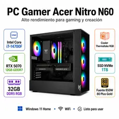 ACER - PC Gamer RTX 5070 i7 14700F 32GB DDR5 1 TB SSD Nitro N60