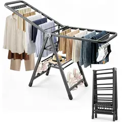 BLUEDREAMER - Endedero Plegable para Ropa 3 Niveles Tendedero de Ropa con 2 Alas Ajustables 1.8M