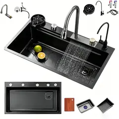 TSKY CHILE SHOPPING - Fregadero De Cocina Acero Inoxidable 304, 80x45cm , Moderno Tarjas Para Cocina de lluvia Volador
