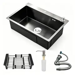 TSKY CHILE SHOPPING - Fregadero de Cocina de Acero Inoxidable 304, 55x45cm con Canasta Escurridora, Dosificador de Jabón