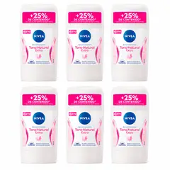 NIVEA - Pack Desodorante Tono Natural Mujer Barra X6 54g