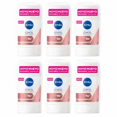 NIVEA - Pack Desodorante Clinical Mujer Stick X6 50ml