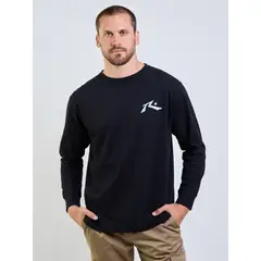 RUSTY - Polera ML Space Lava Negro Hombre