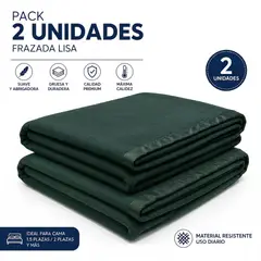RANCO - Pack 2 Frazada Térmica Lisa Verde 1,5 plazas 450g/m2 - Textil