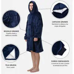 MOVI - Polerón Sherpa Con Capucha Tipo Huggle, Talla Unica, AZUL. NEGRO, GRIS,