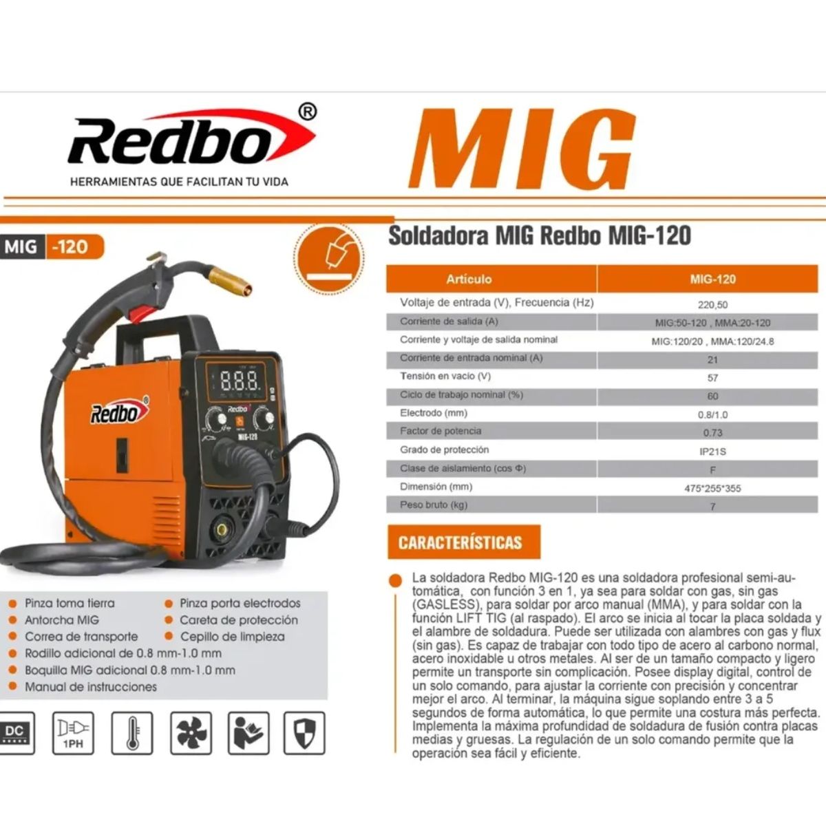 Maquina De Soldar Mig/mma Sin Gas + 2 Carretes Alambre Flux, marca ALTERNATIVE - Foto 2