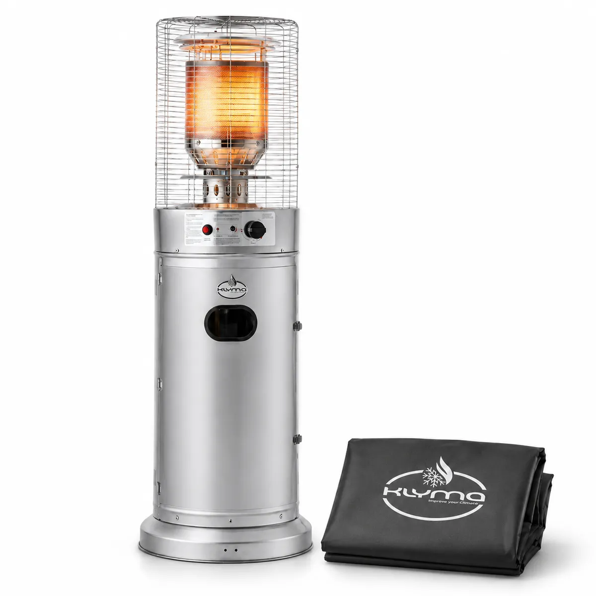KLYMA - Estufa a Gas Exterior Terraza CILDRO LW Inox 1,35 metros + Funda Para Patio Jardin Terraza