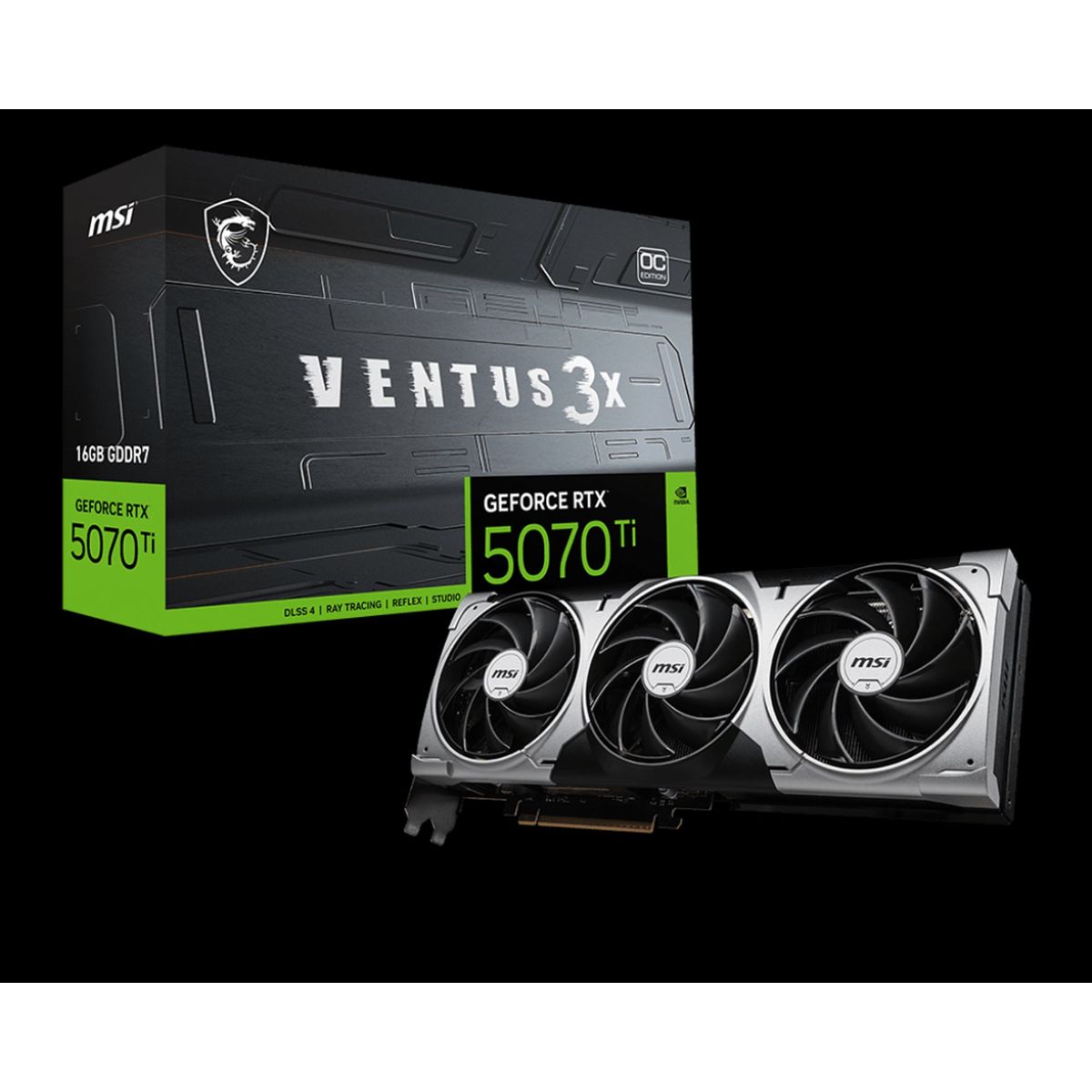 MSI - Tarjeta de Video MSI GeForce RTX 5070 Ti 16G VENTUS 3X OC