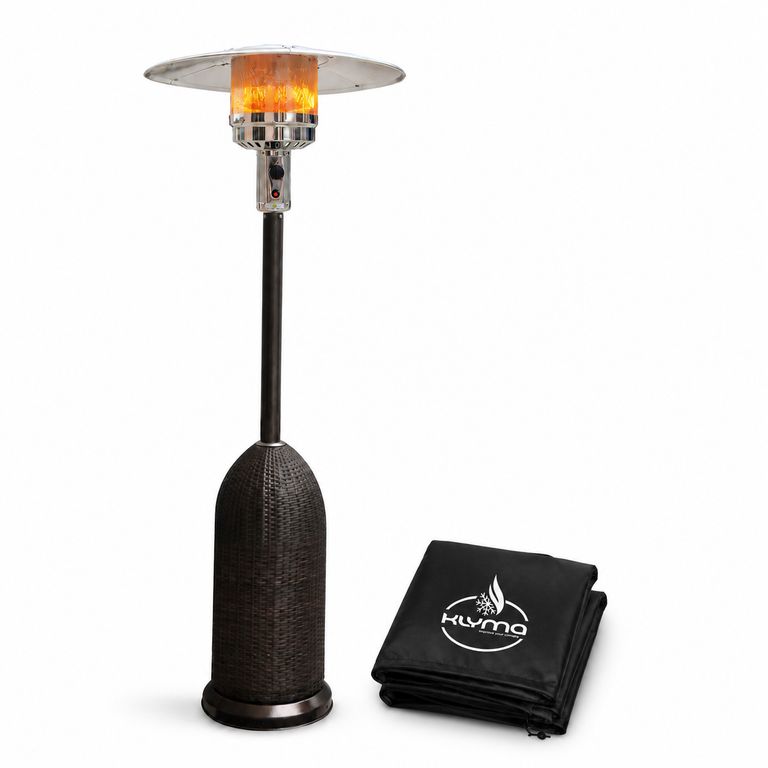 KLYMA Estufa a Gas Exterior SETAX Rattan BLT + Funda Para Patio Jardin Terraza