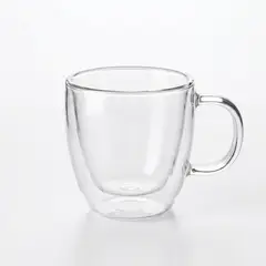 GENERIC - Set de 2 tazas vidrio con asa y doble recubrimiento para café 150ml