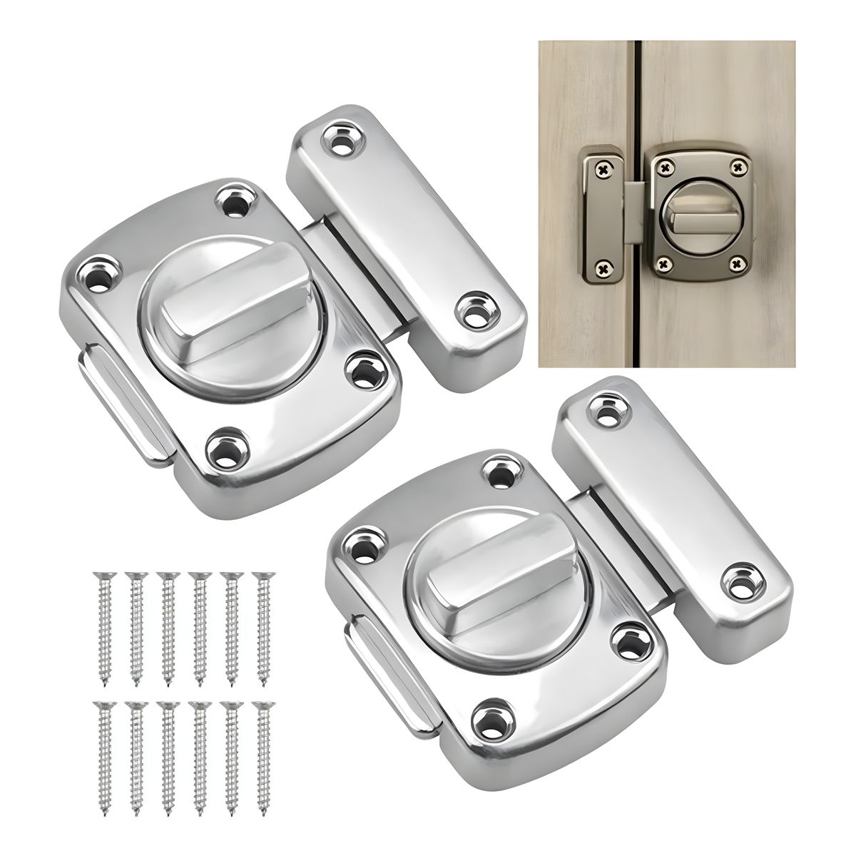 NORPLAT - 2 Pestillos Cerradura Puerta Gabinete Turn 40mm Baño Norplat