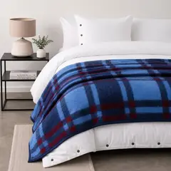 RANCO - Pack 2 Frazada Térmica TARTAN Azul 1,5 plazas BORDE SATIN- Textil