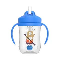 DR BROWNS - 1er Vaso con asas y pajita 270ml 6M+ Azul Crayola Dr. Brown´s