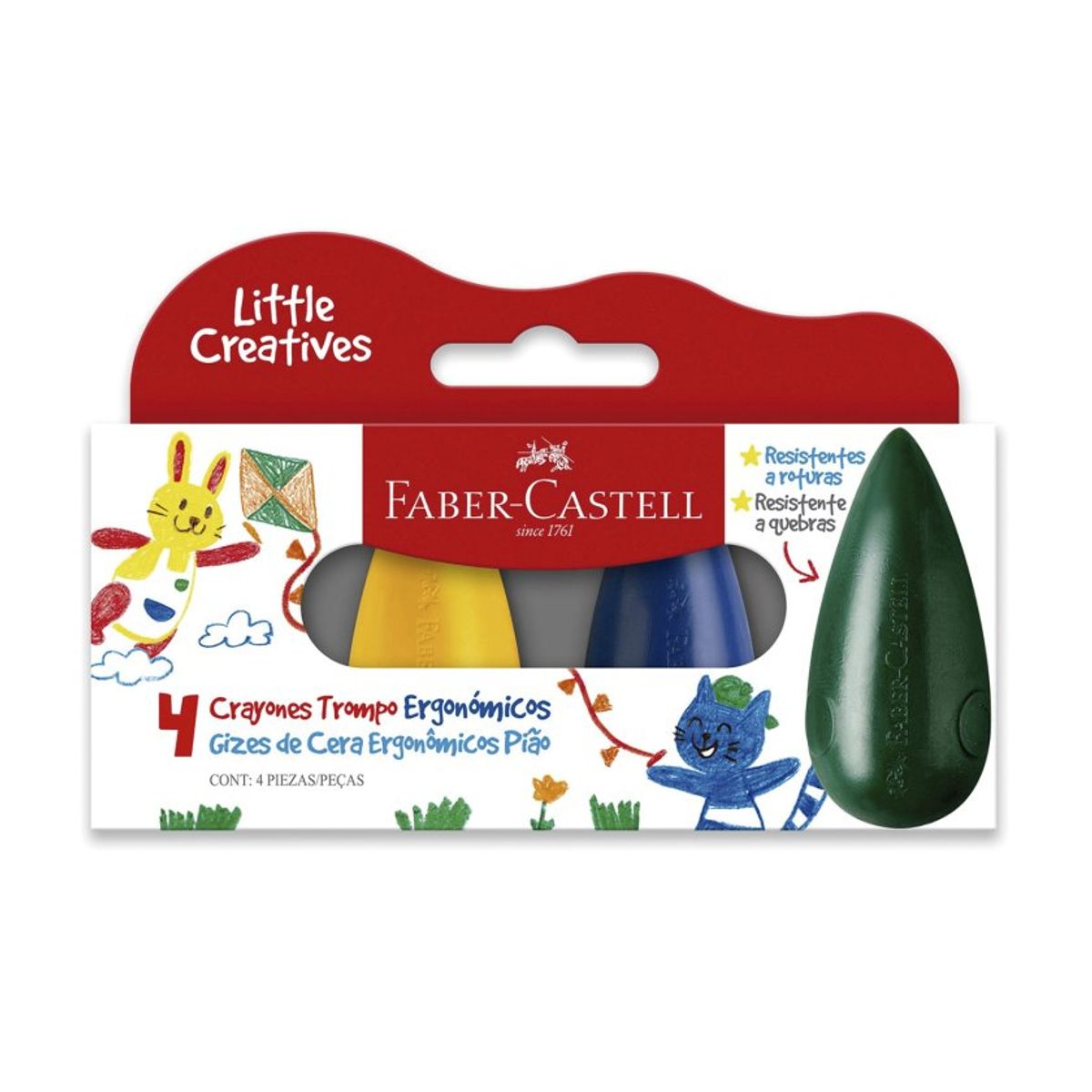 FABER - Lápiz Crayon Trompo Ergonómico Faber Castell Little Creatives 4 Colores