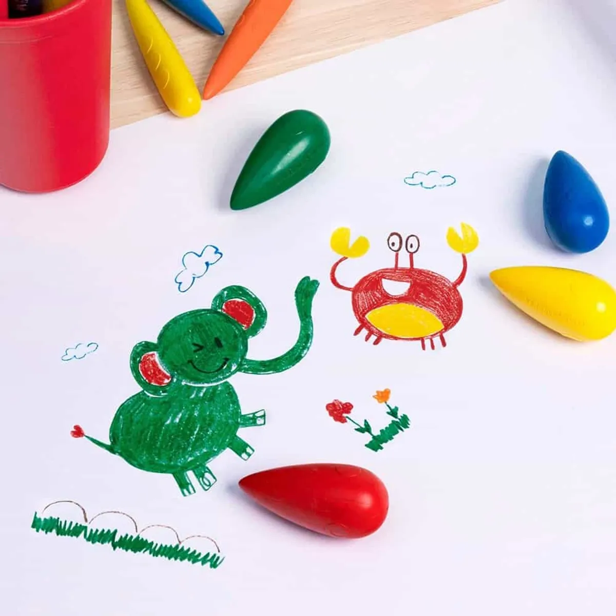 FABER - Lápiz Crayon Trompo Ergonómico Faber Castell Little Creatives 4 Colores