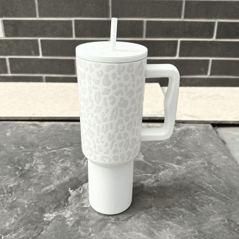 Vaso termico blanco con estampado de 1200 ml