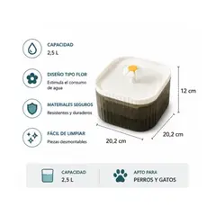 MARBEN PETS - Disensador de Agua LITTLE FLOWER Rosa 2,5 litros + 2 filtros