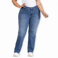 TRUCCOS JEANS - Jeans Bota Recta Mujer Talla Grande Tiro Alto Elasticado - P22036055