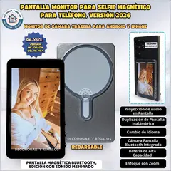 GENERICO - Pantalla Monitor Selfie Magnético Para Teléfono, Monitor de Cámara Trasera. Versión 2026