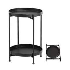 BABYMINE - Mesa Lateral Auxiliar 2 Niveles Metálica Negra