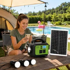 MOVI - KIT SOLAR DE EMERGENCIA 150 W, CON PANEL SOLAR DE 42X32 CMS