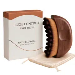 MAMITA Y BEBE - Cepillo Facial Drenaje Linfático Masajeador Mango Madera