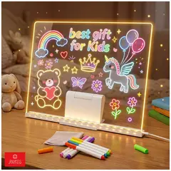 ANIKIDS - Set Pizarra Mágica LED Para Niños Tablero De Dibujo Acrílico Con 7 Plumones