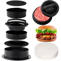 KUANGYE - Prensa de Hamburguesas 3 en 1 con 100 Hojas para Cortar y Sellar Sándwiches