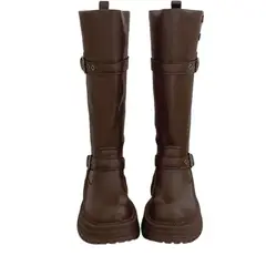DANWEILE - Botas con Hebillas Mujer Negro
