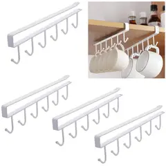 KUANGYE - 4PCS Organizador Soporte Colgador De Tazas Utensilios De Cocina Color Blanco