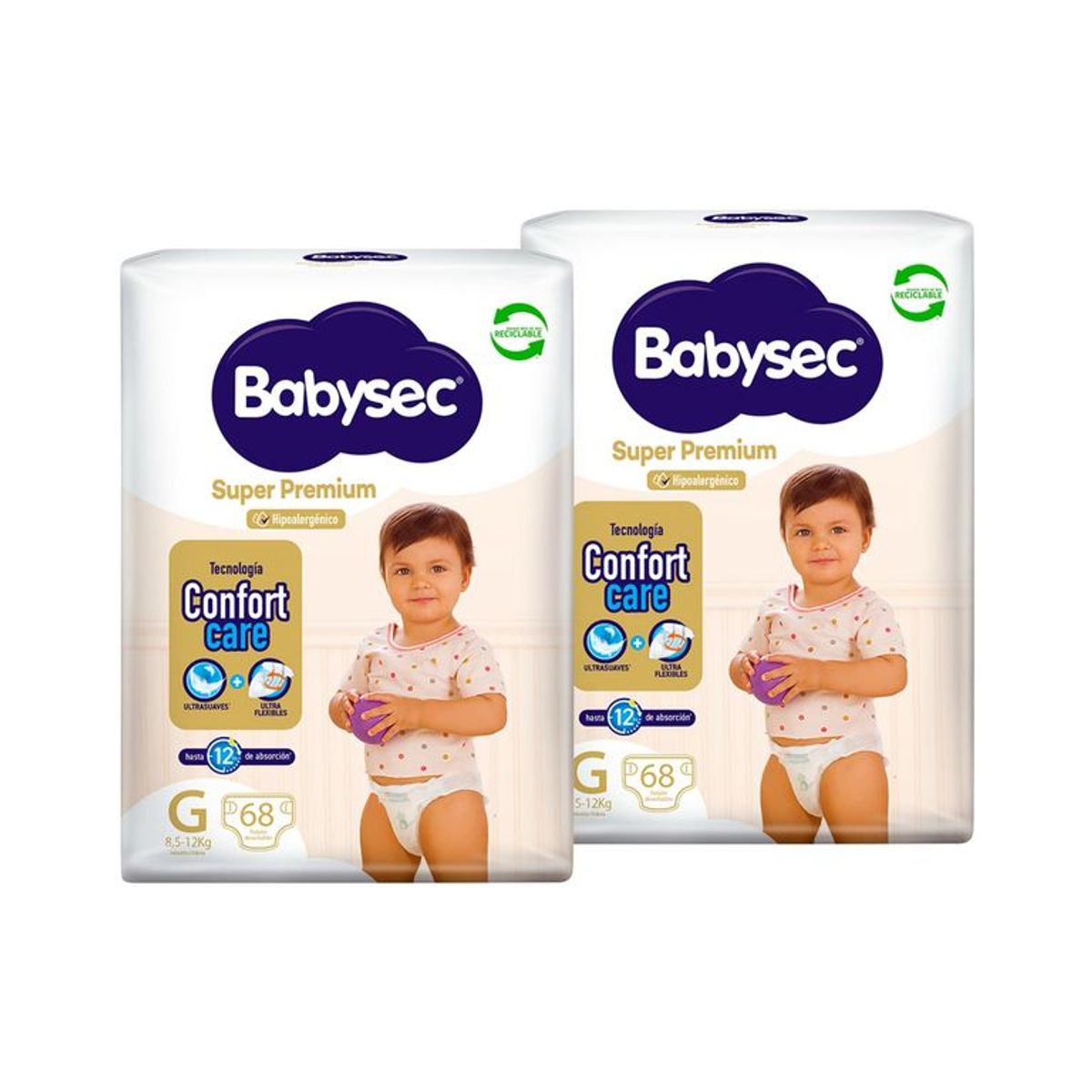 BABYSEC - 2 Paquetes de Pañales de Bebé Babysec Super Premium 136 un G