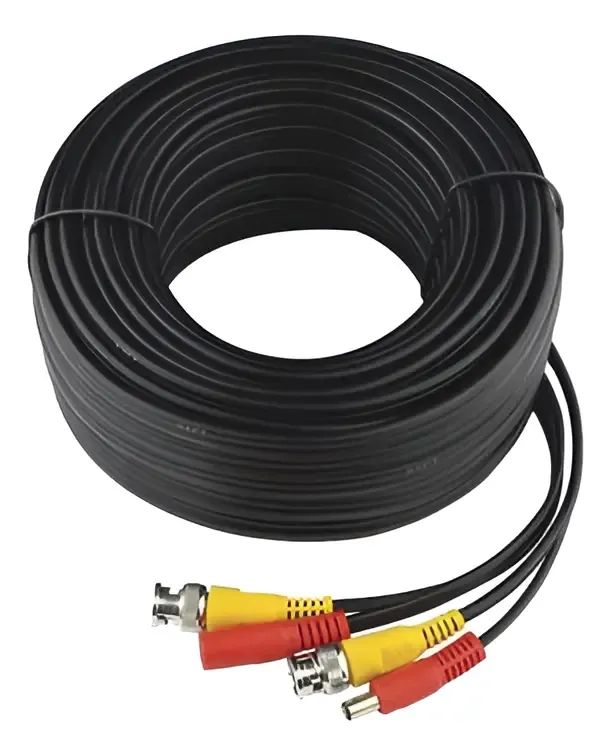 GENERICO CABLE ADAPTADOR BNC NEGRO DE 20 METROS PARA CÁMARA DE SEGURIDAD Y DVR