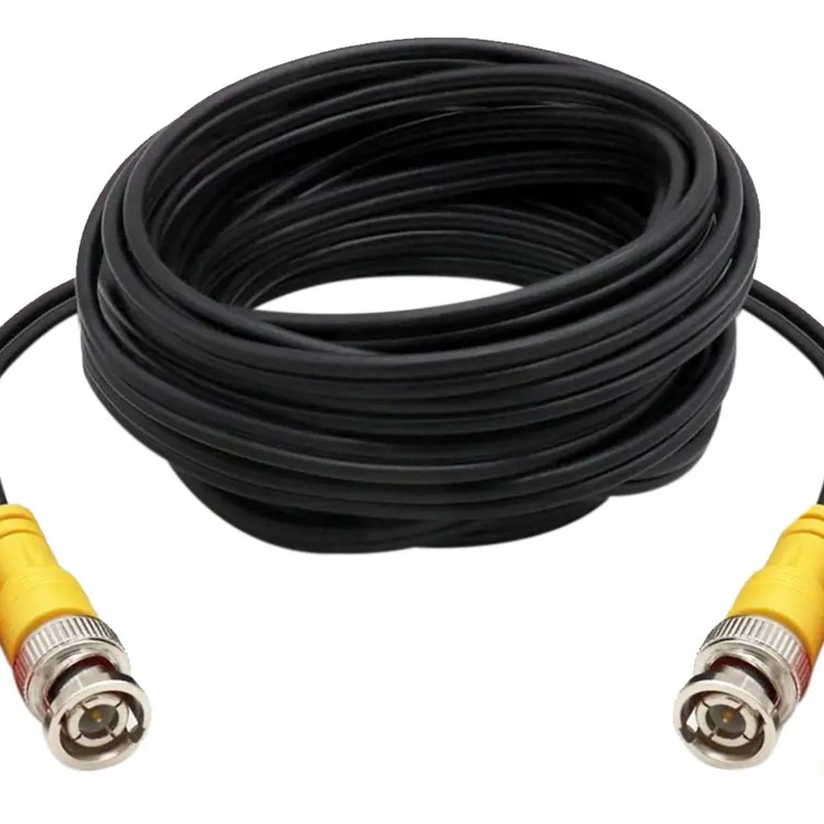 GENERICO - CABLE ADAPTADOR BNC NEGRO DE 20 METROS PARA CÁMARA DE SEGURIDAD Y DVR