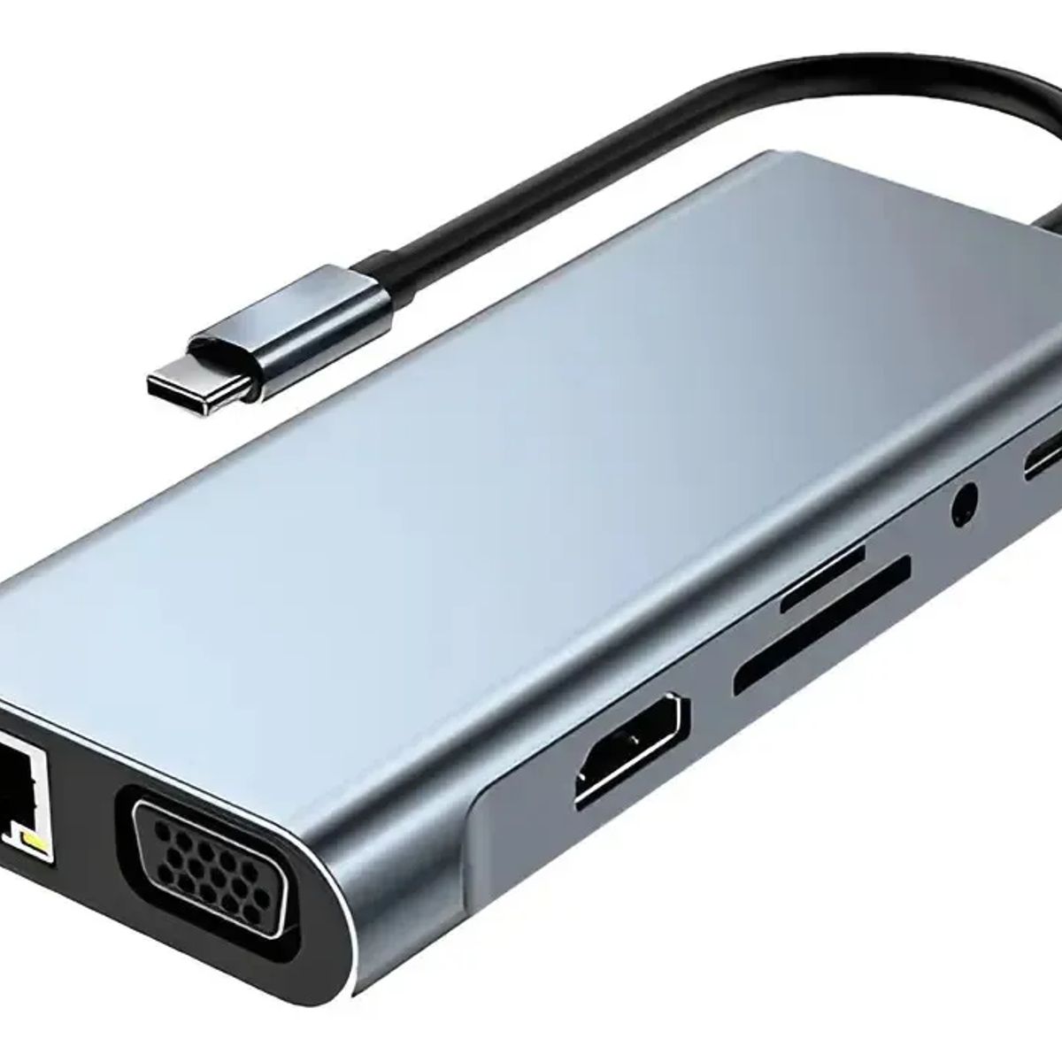 DM - HUB ADAPTADOR USB-C 11 EN 1 HDMI 4K RJ45 VGA USB 3.0 PD MAC