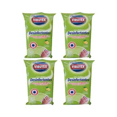 VIRUTEX - Pack 4 Paquetes Toallitas Desinfectantes Limón 50u cu