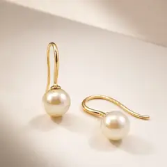 MALLORCA - Aros Perlas Clásicos de Gancho 8mm Enchapado en Oro - Empaque Premium