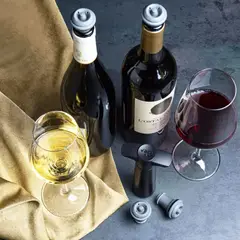 VACUVIN - Bomba y Tapón de Vacío para Vino Negro