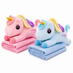 TOPSOC - Peluche Almohada Unicornio Con Manta