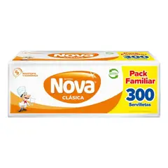 NOVA - Servilletas de Papel Cocktail Familiar 300 Unidades 23x22 Cm Clásica