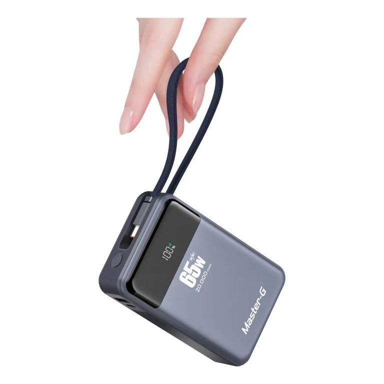 Cargador portatil 20.000 mah 65w gris