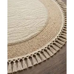 GENERICO - Alfombra Redonda Estilo Boho Chic con Flecos Textura sisal 80cm
