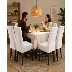 GENERICO - Juego De 6 Fundas Para Sillas De Comedor Ajustables Texturizadas