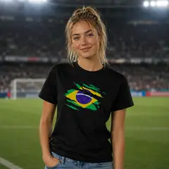 ROLY - Polera Brasil Bandera Mundial Futbol Fan Mujer Niña